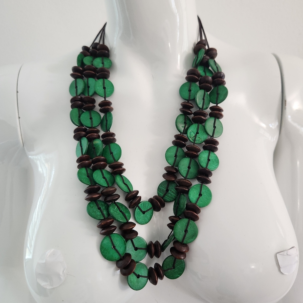 Paparazzi Multi Strand Green & Brown Beaded Necklace